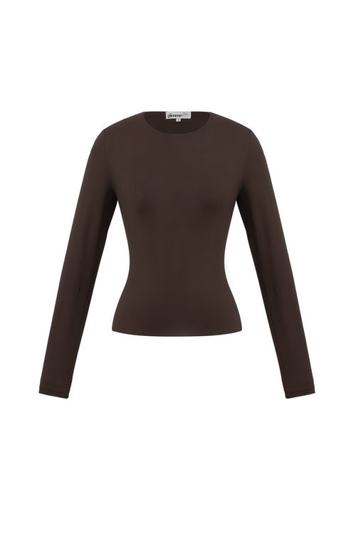 Knitted Nylon Women's Long Sleeve Top Basic Solid Color