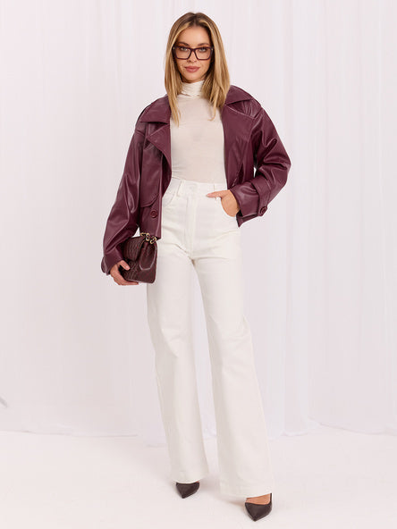 White Wide-Leg Denim Trousers