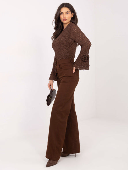Brown Straight-Leg Denim Trousers