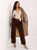 Brown High-Waisted Straight-Leg Jeans