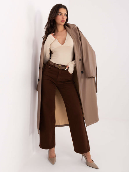 Brown High-Waisted Straight-Leg Jeans