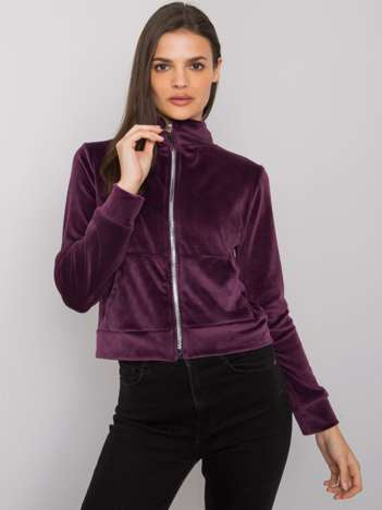 Dark Purple Velour Zip-Up Sweatshirt