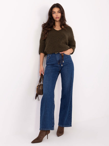 Dark Blue Straight-Leg Jeans with Charm