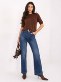 Dark Blue Straight-Leg Jeans with Belt