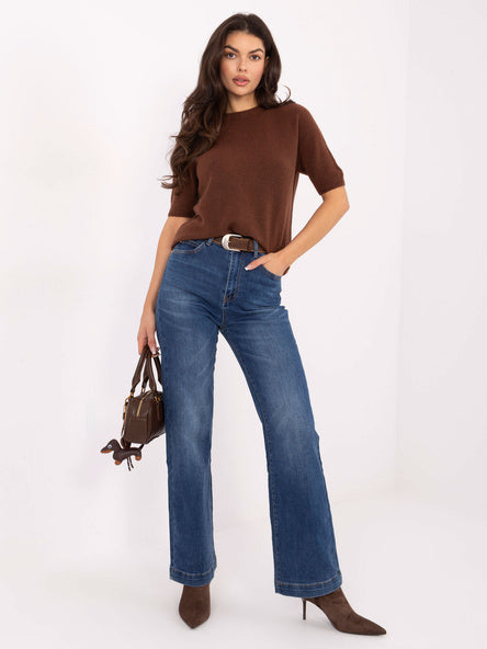 Dark Blue Straight-Leg Jeans with Belt