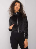 Black Velour Zip-Up Sweatshirt