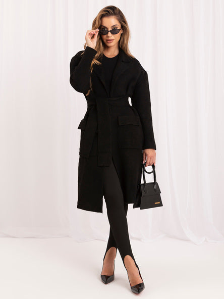 Black Tie-Front Cardigan