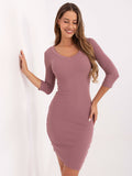 Dark Pink Ribbed Dress