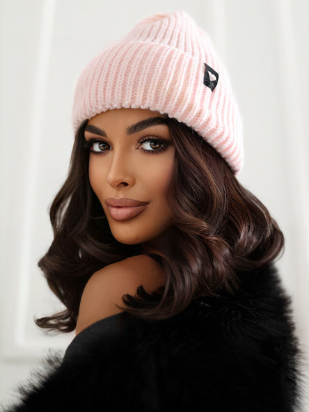 Light Pink Cuffed Knit Hat