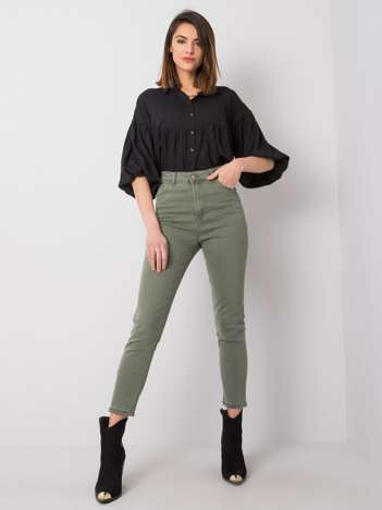 Khaki High-Waisted Jeans