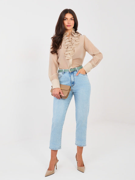 Blue Mom Jeans with Belt