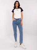 Blue Mom Jeans with Tapered Legs