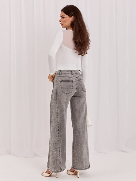 Gray Wide-Leg Jeans