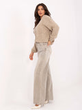 Gray-Beige Wide-Leg Jeans