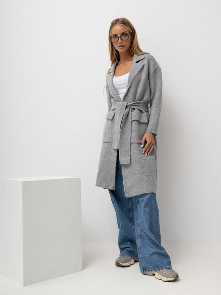 Gray Tie-Front Cardigan