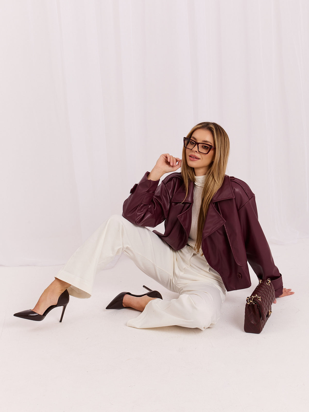 White Wide-Leg Denim Trousers