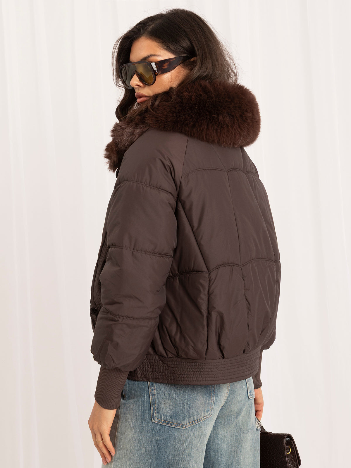 Brown Quilted Puffer Jacket