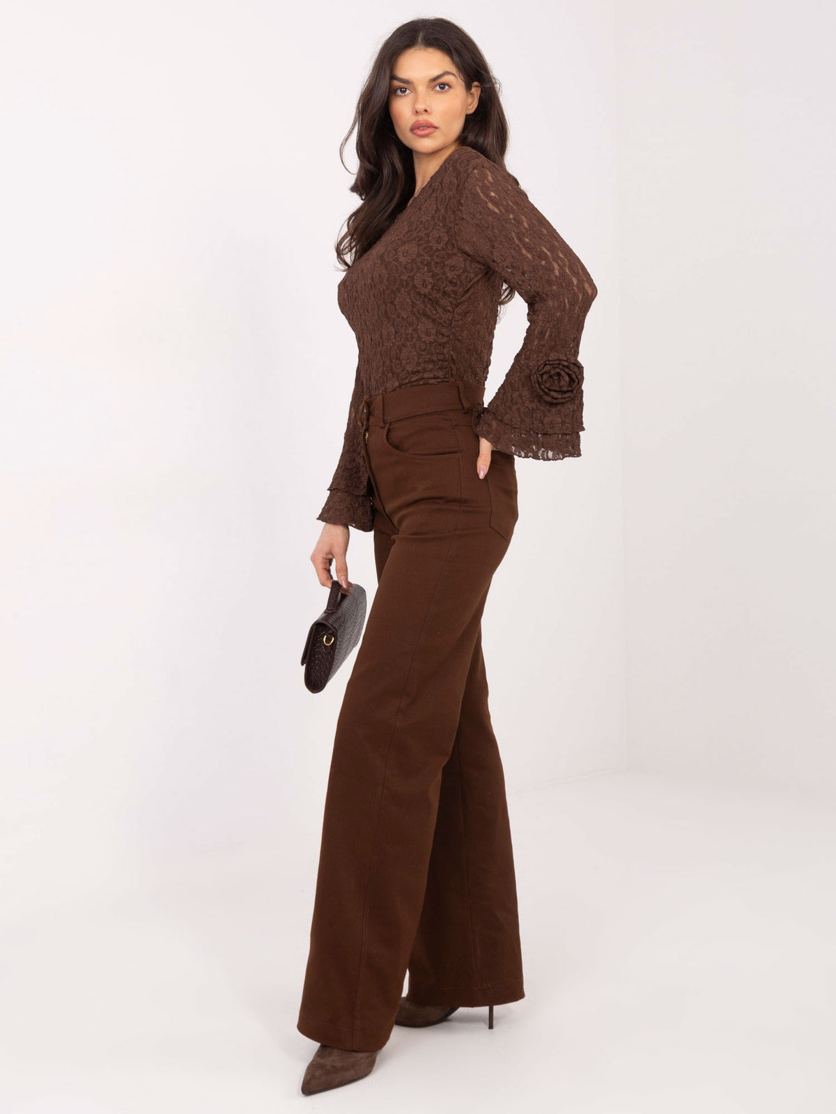 Brown Straight-Leg Denim Trousers