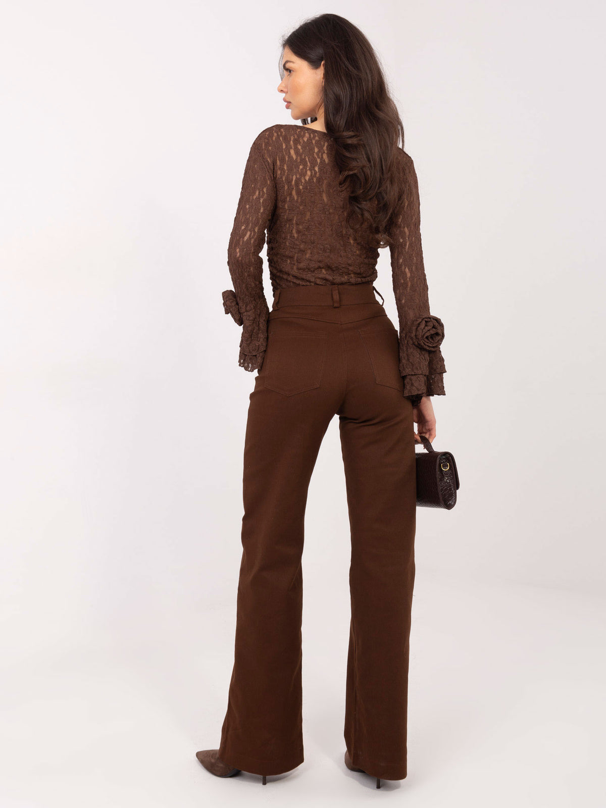 Brown Straight-Leg Denim Trousers