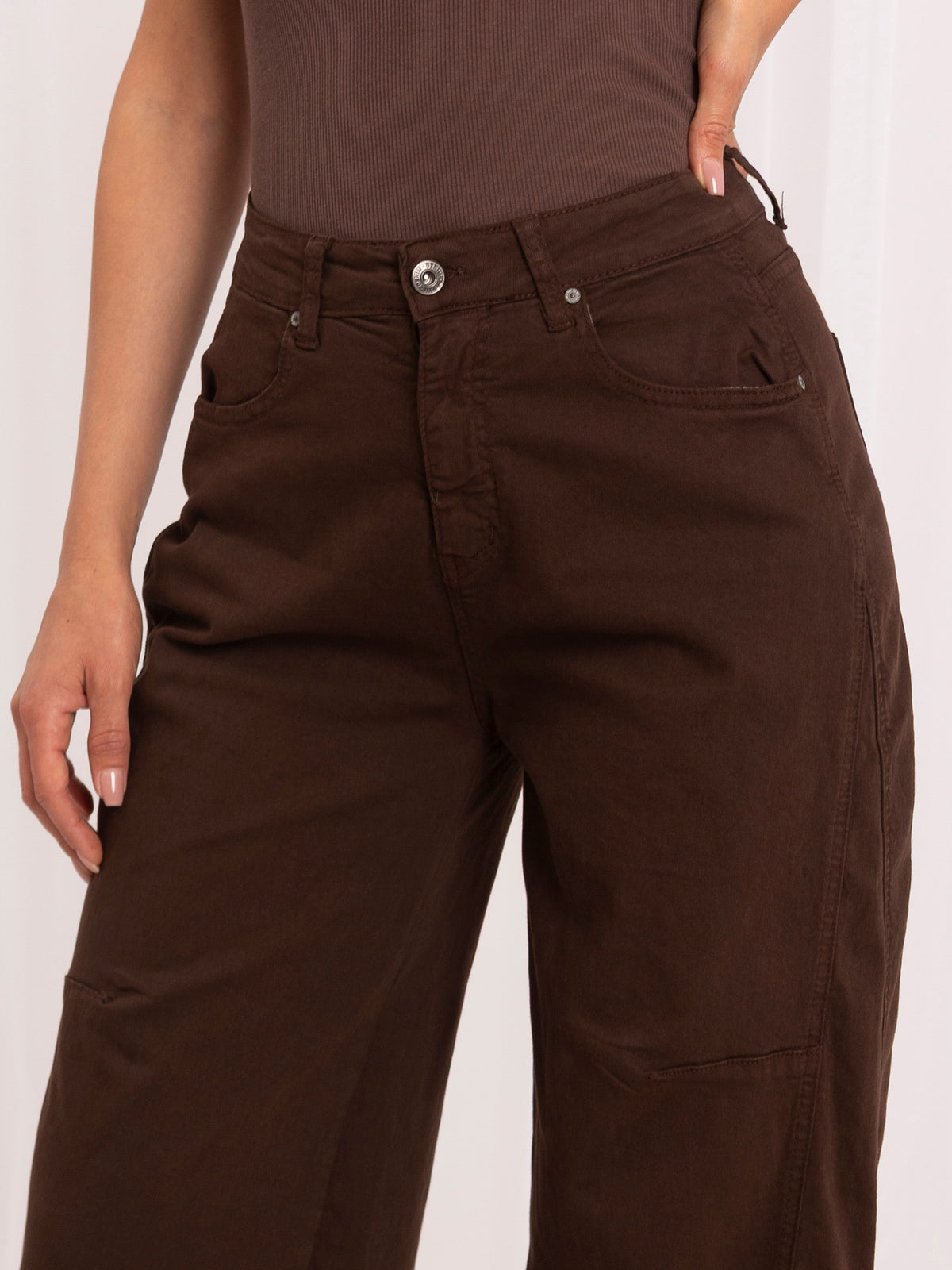 Brown Wide-Leg Jeans