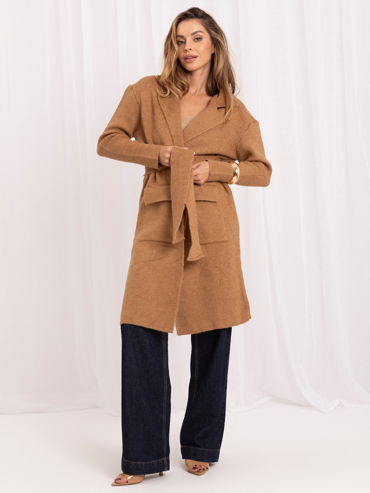 Camel Tie-Front Cardigan
