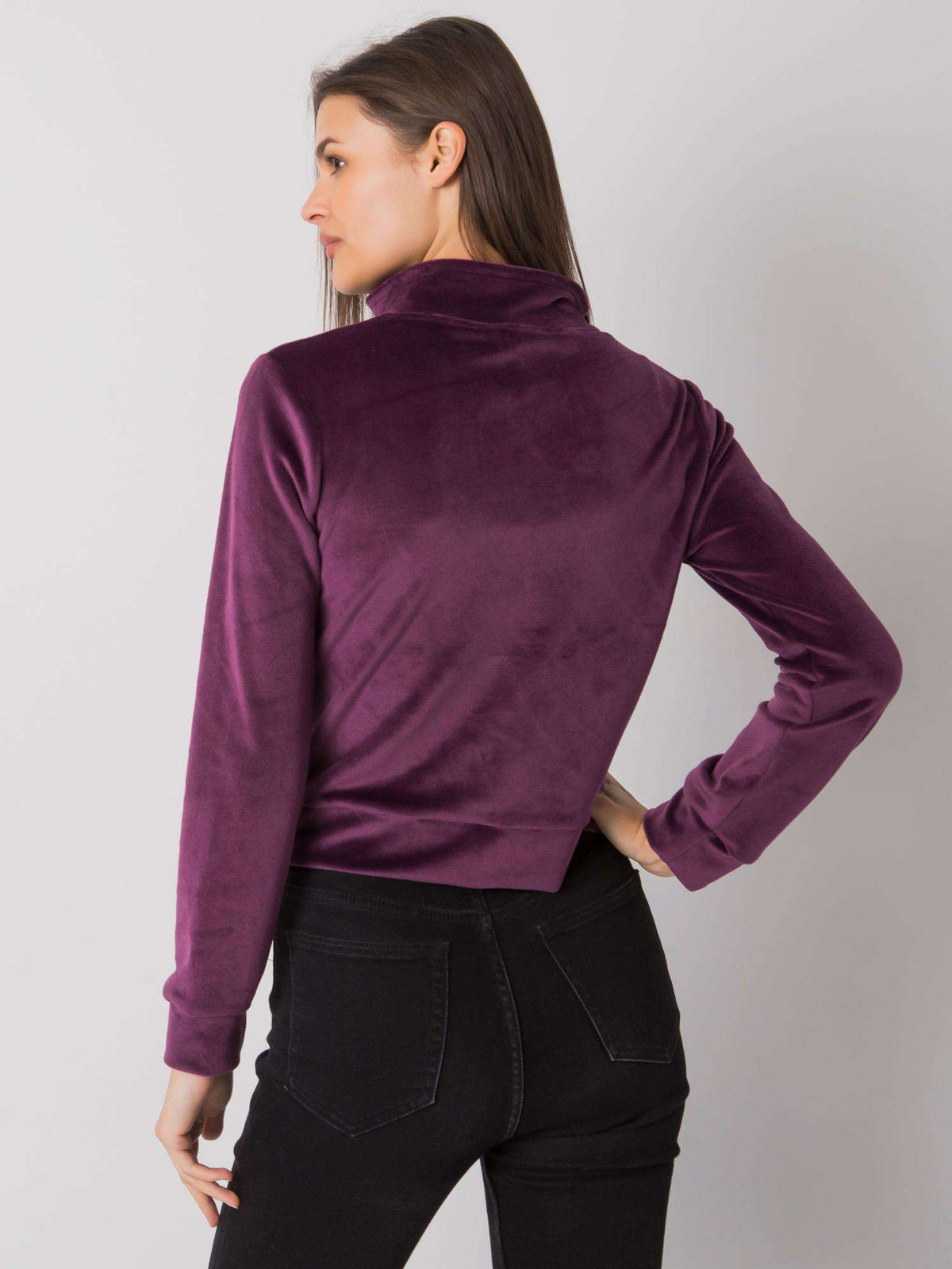 Dark Purple Velour Zip-Up Sweatshirt