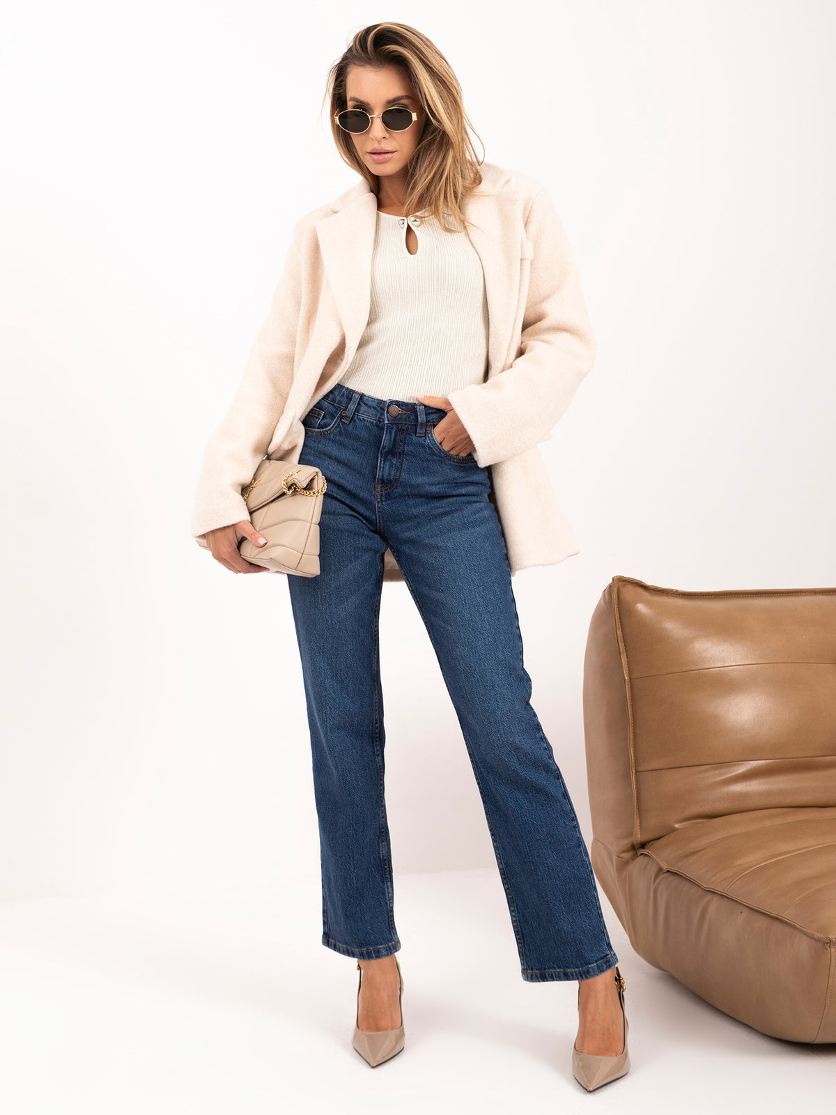 Dark Blue Straight-Leg Jeans