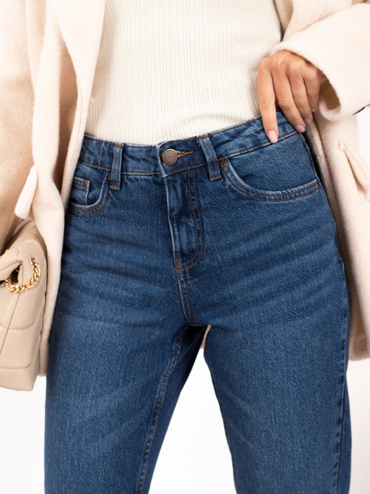 Dark Blue Straight-Leg Jeans