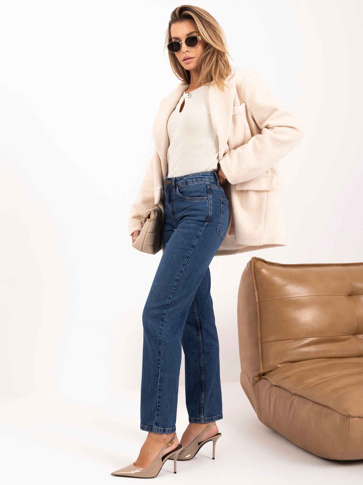 Dark Blue Straight-Leg Jeans