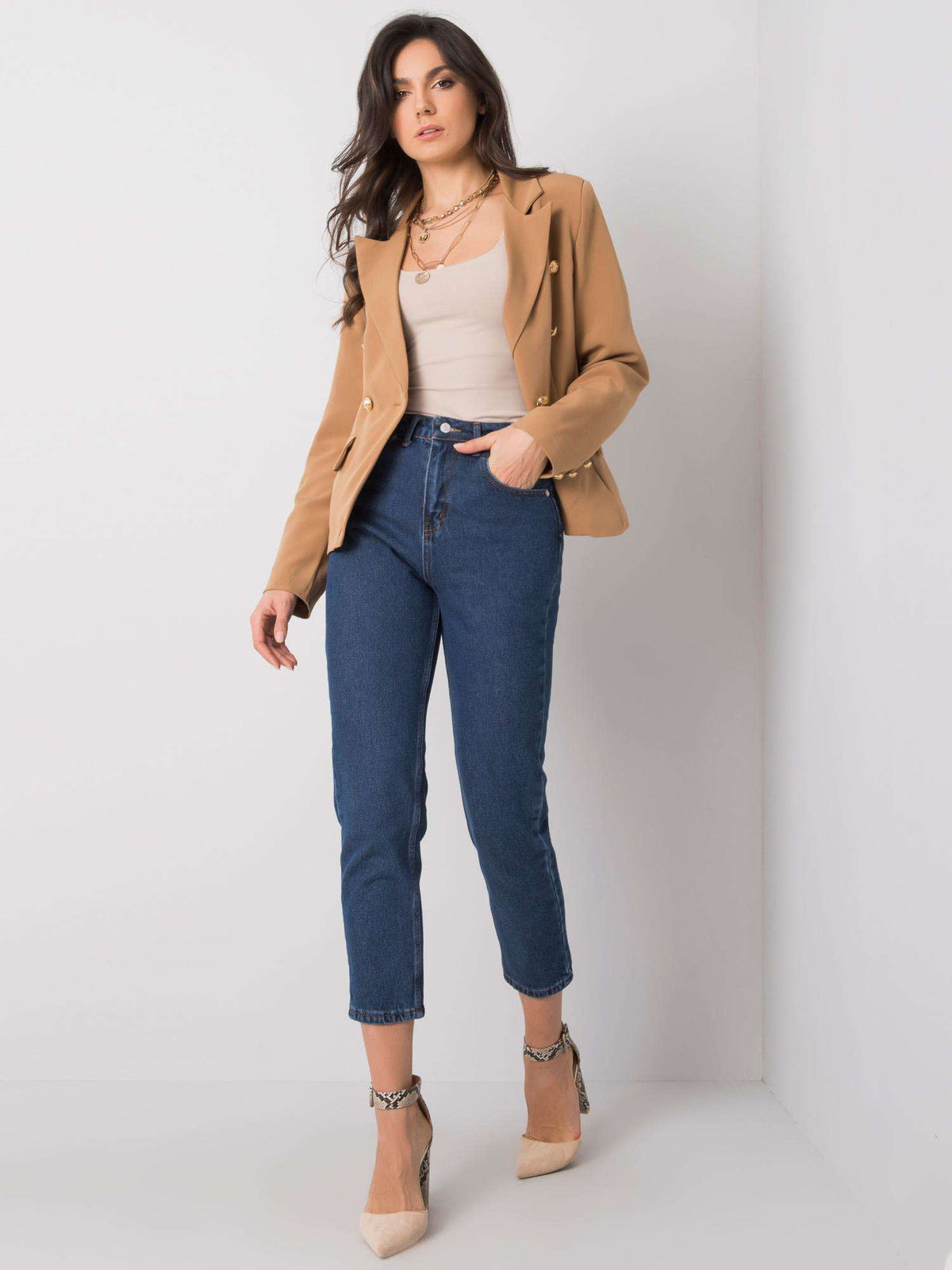 Dark Blue High-Waisted Jeans