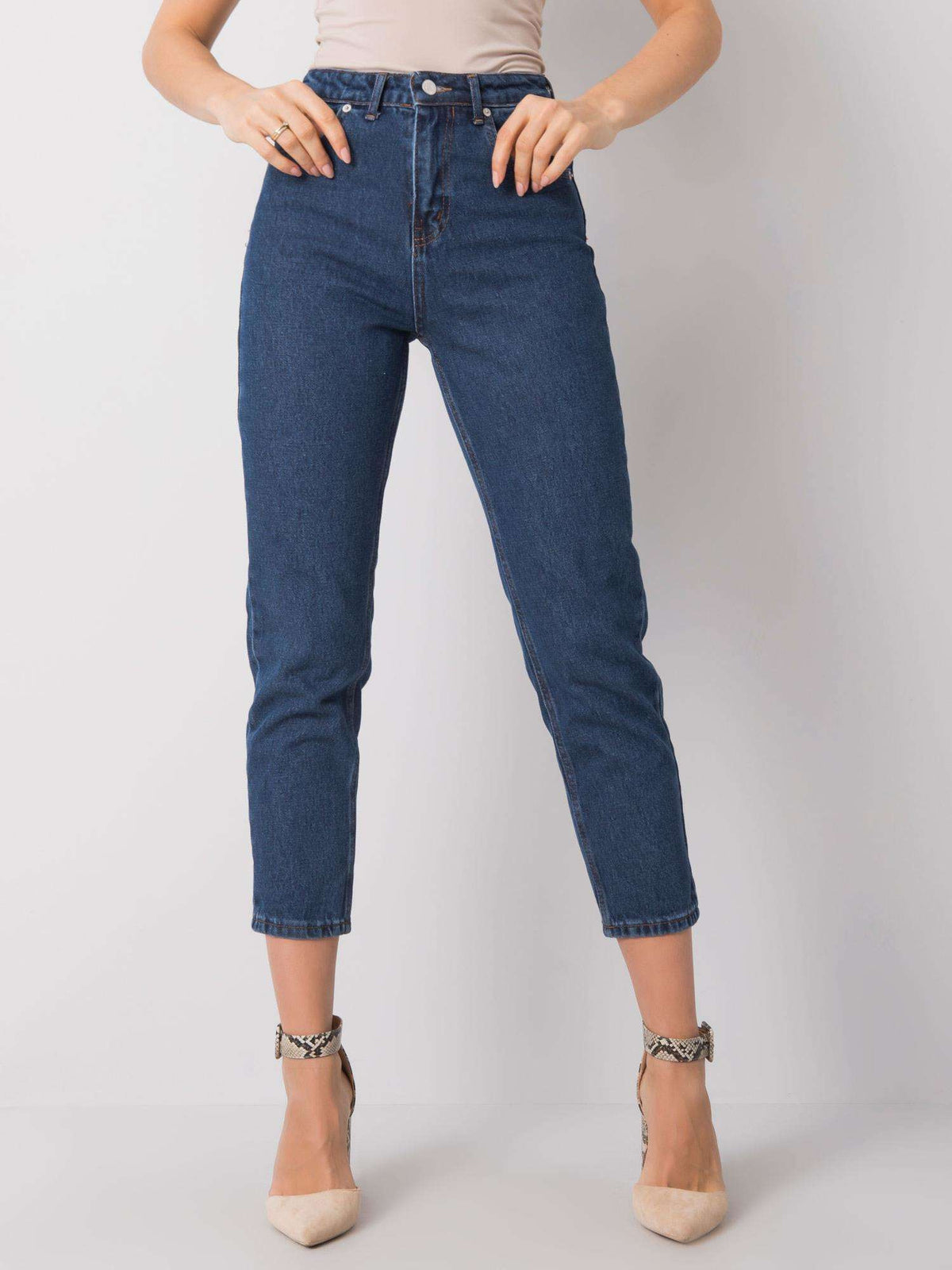 Dark Blue High-Waisted Jeans