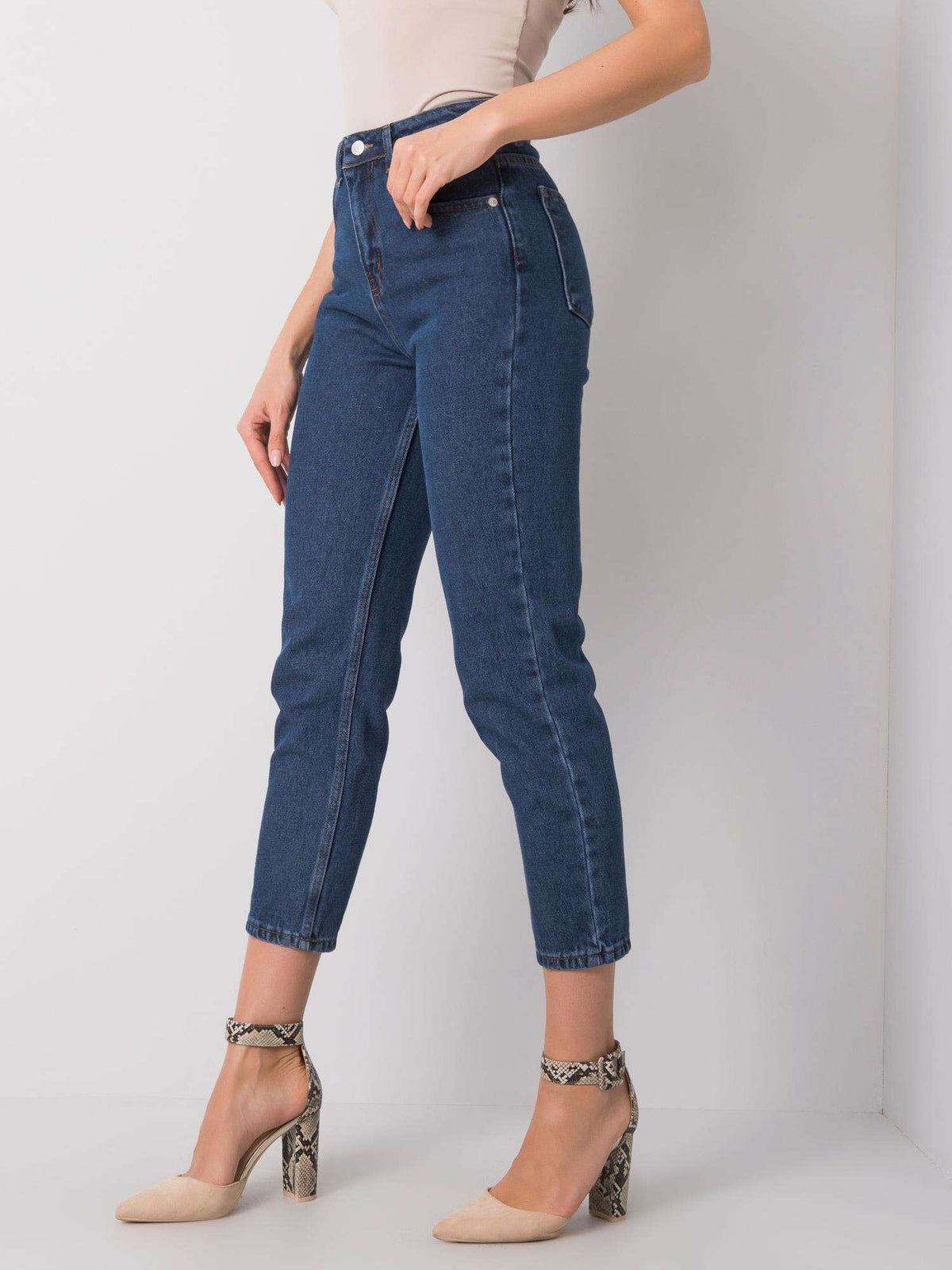 Dark Blue High-Waisted Jeans