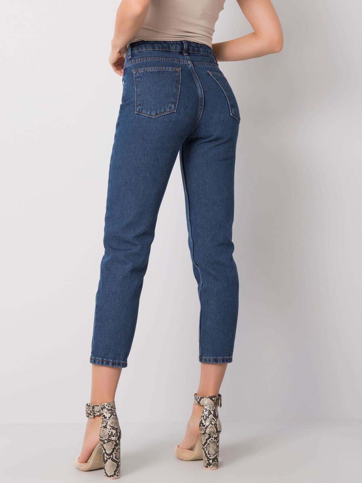 Dark Blue High-Waisted Jeans