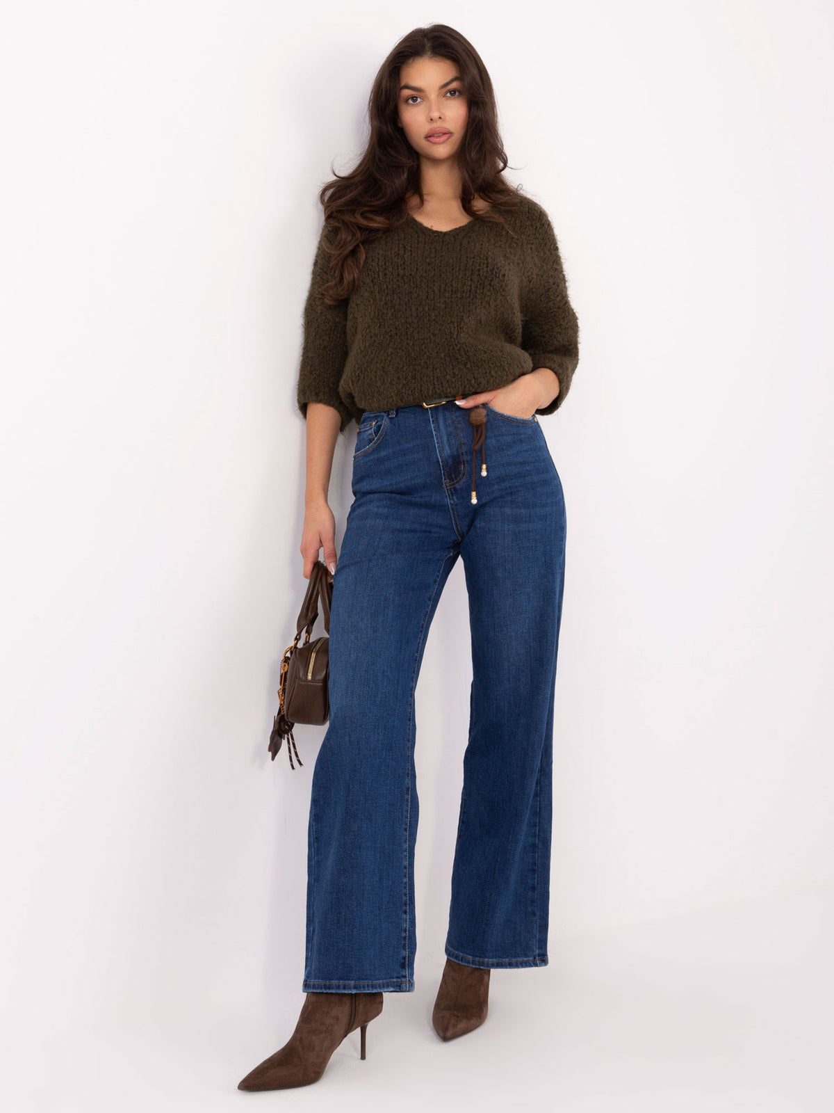 Dark Blue Straight-Leg Jeans with Charm