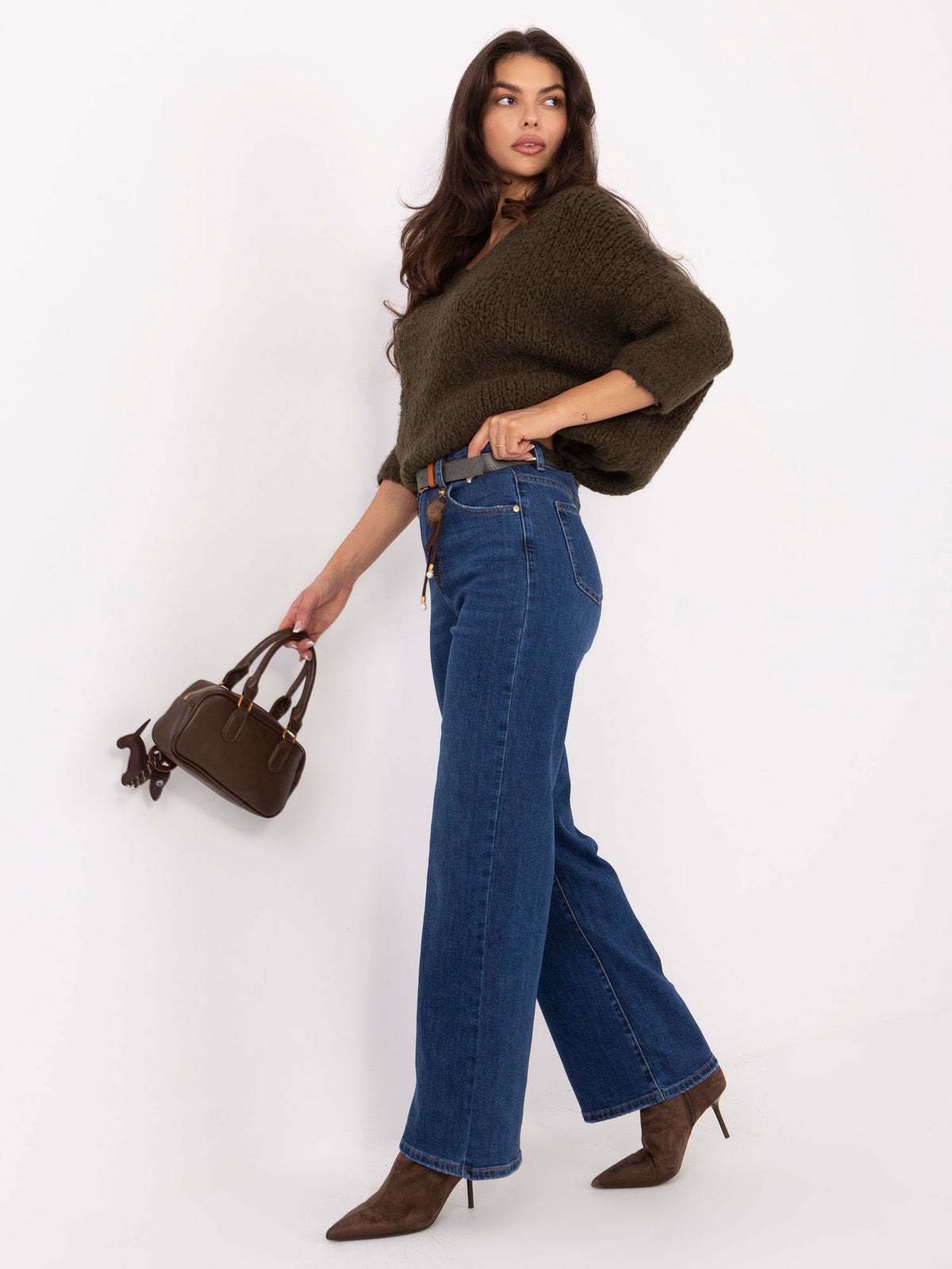 Dark Blue Straight-Leg Jeans with Charm