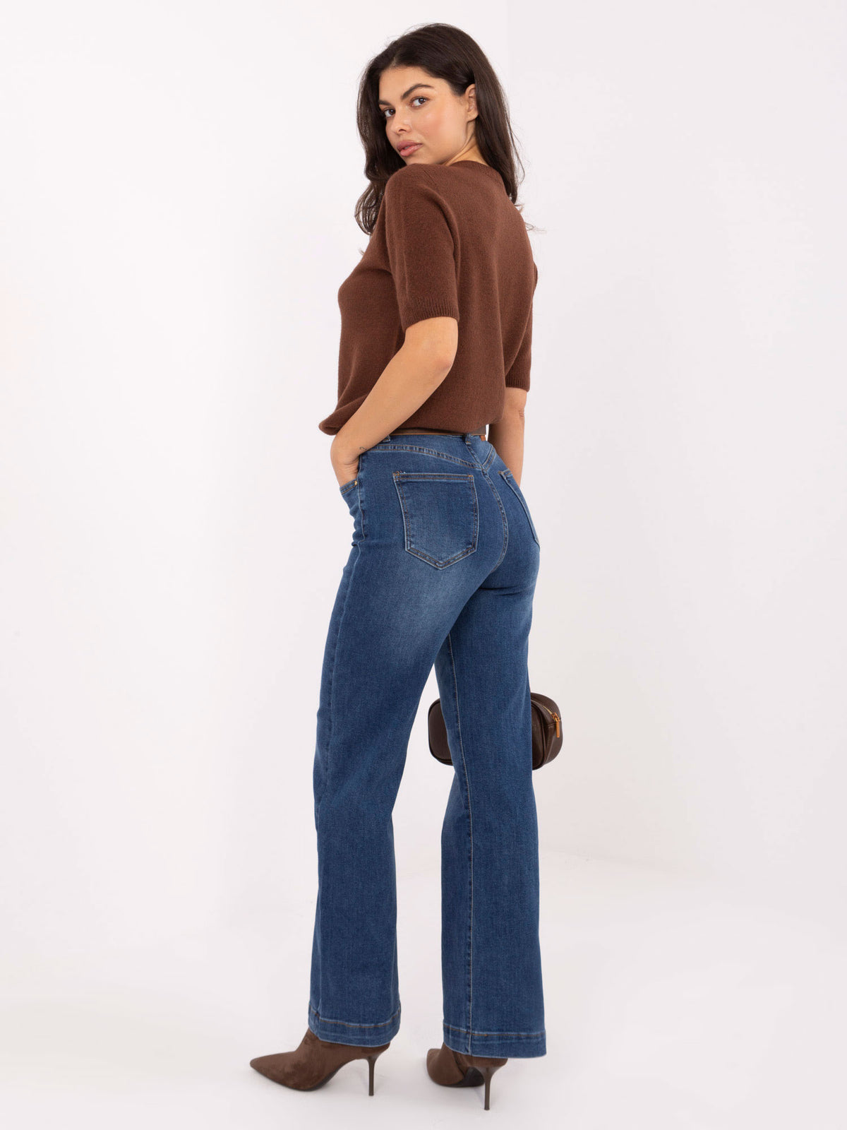Dark Blue Straight-Leg Jeans with Belt