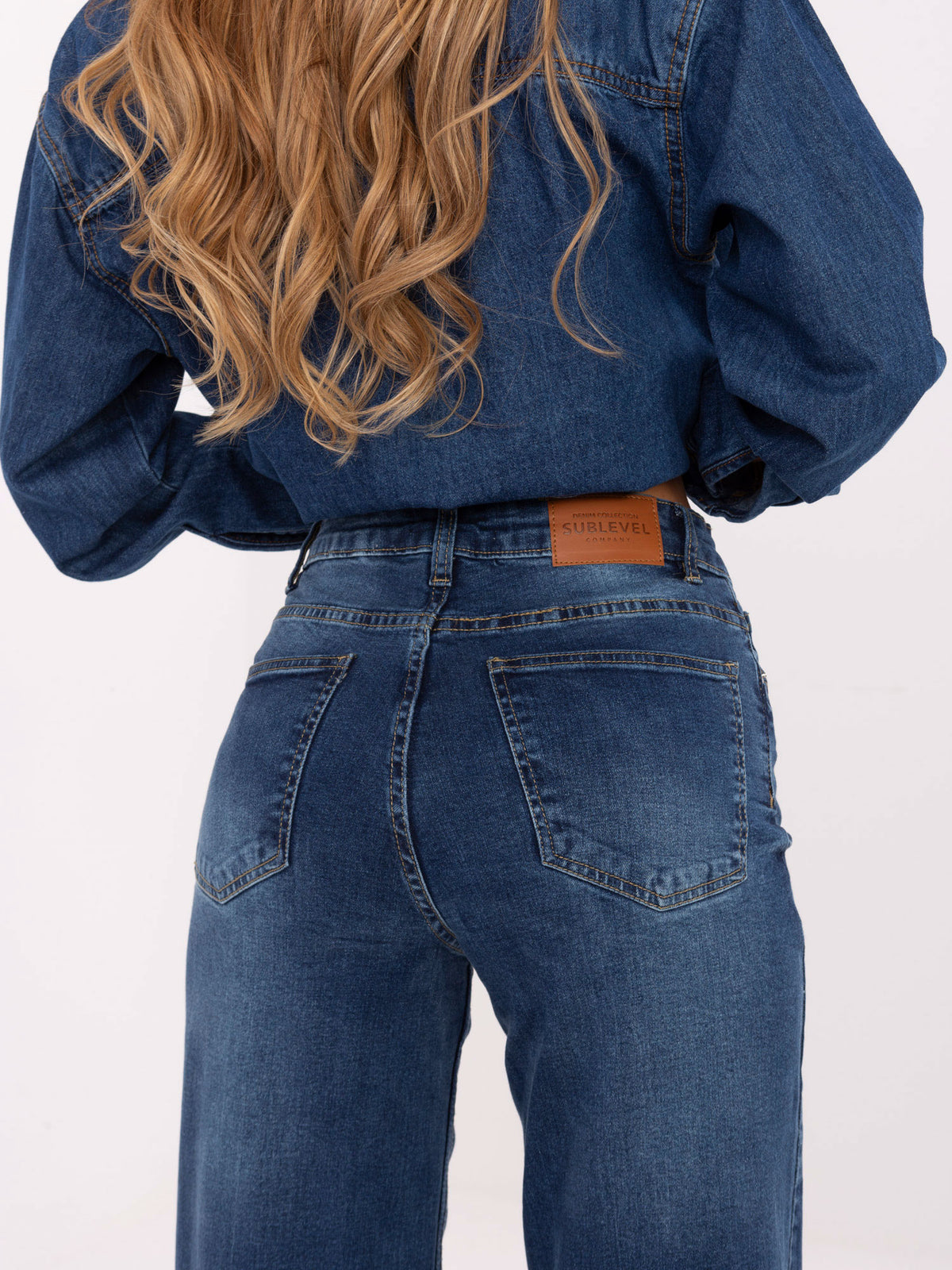 Dark Blue Wide-Leg Jeans