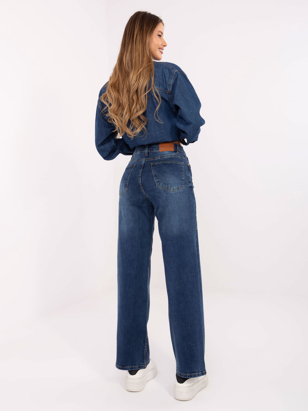 Dark Blue Wide-Leg Jeans