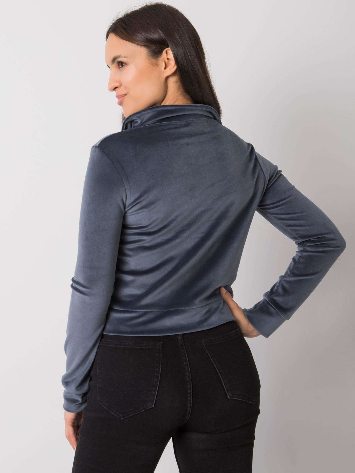 Dark Gray Velour Zip-Up Sweatshirt