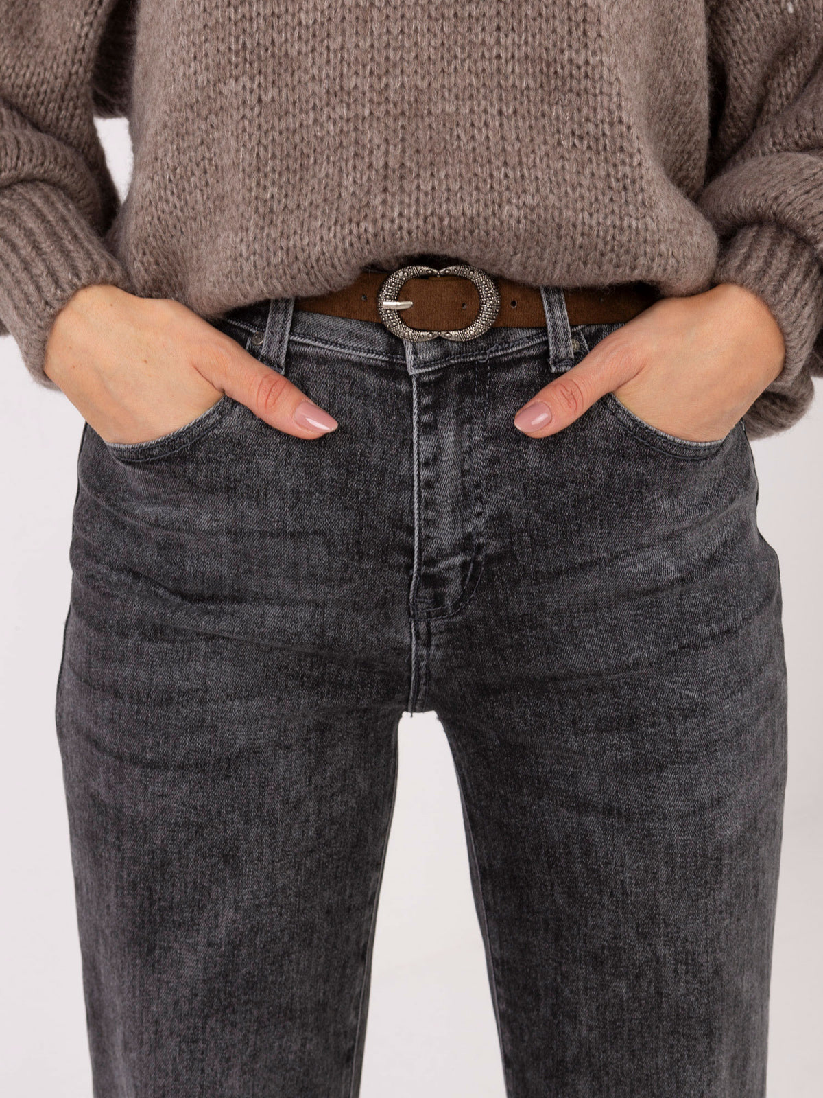Dark Gray Straight-Leg Jeans
