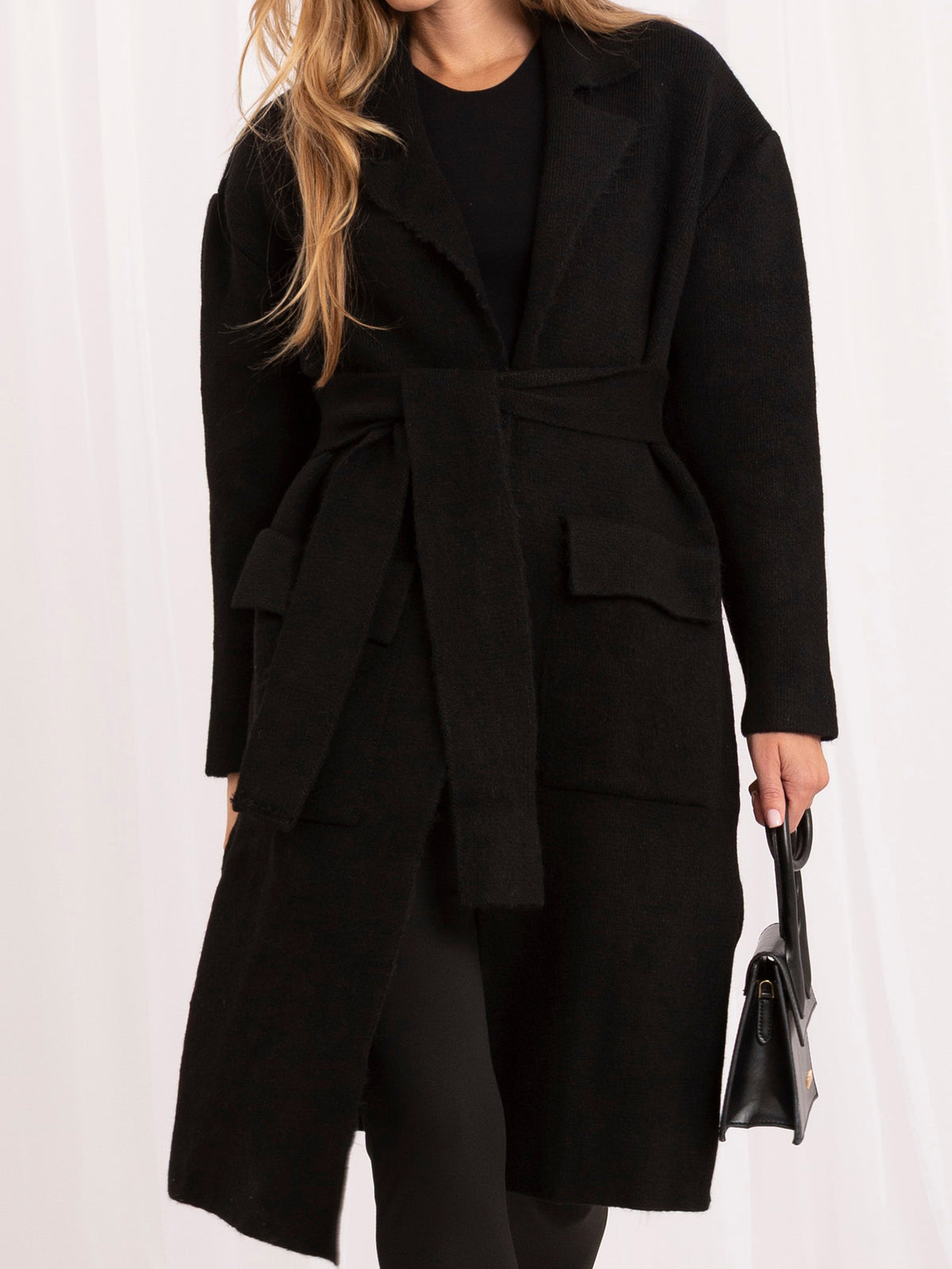 Black Tie-Front Cardigan