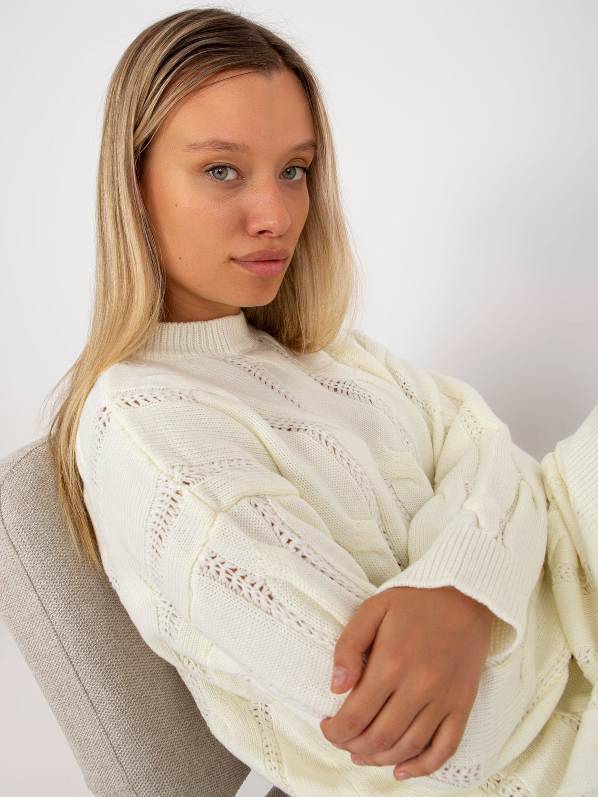 Ecru Cable-Knit Mini Dress