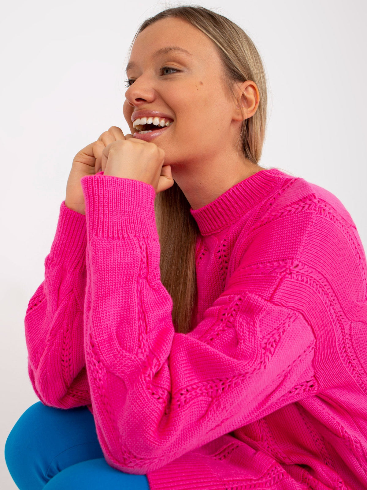 Fluorescent Pink Knit Mini Dress