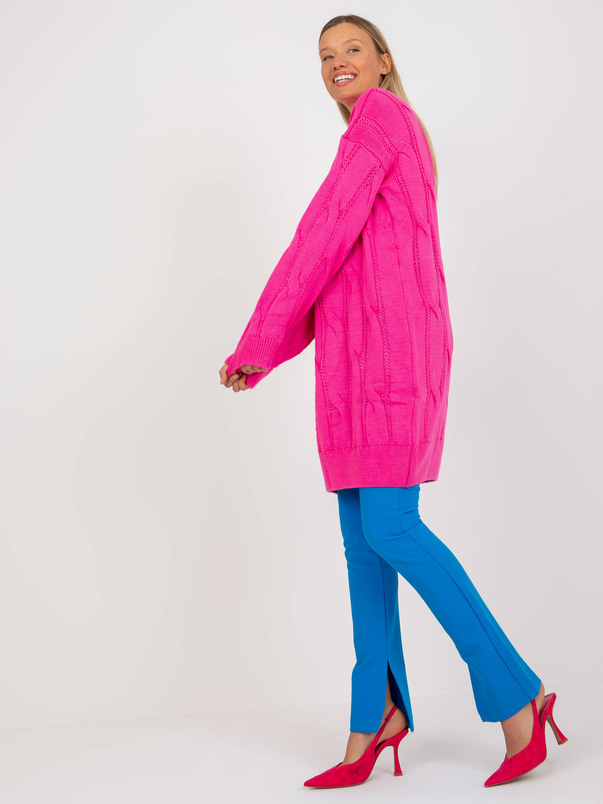 Fluorescent Pink Knit Mini Dress