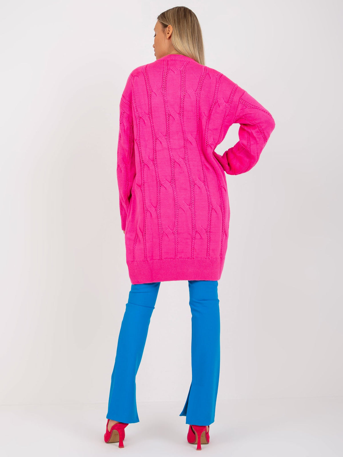 Fluorescent Pink Knit Mini Dress