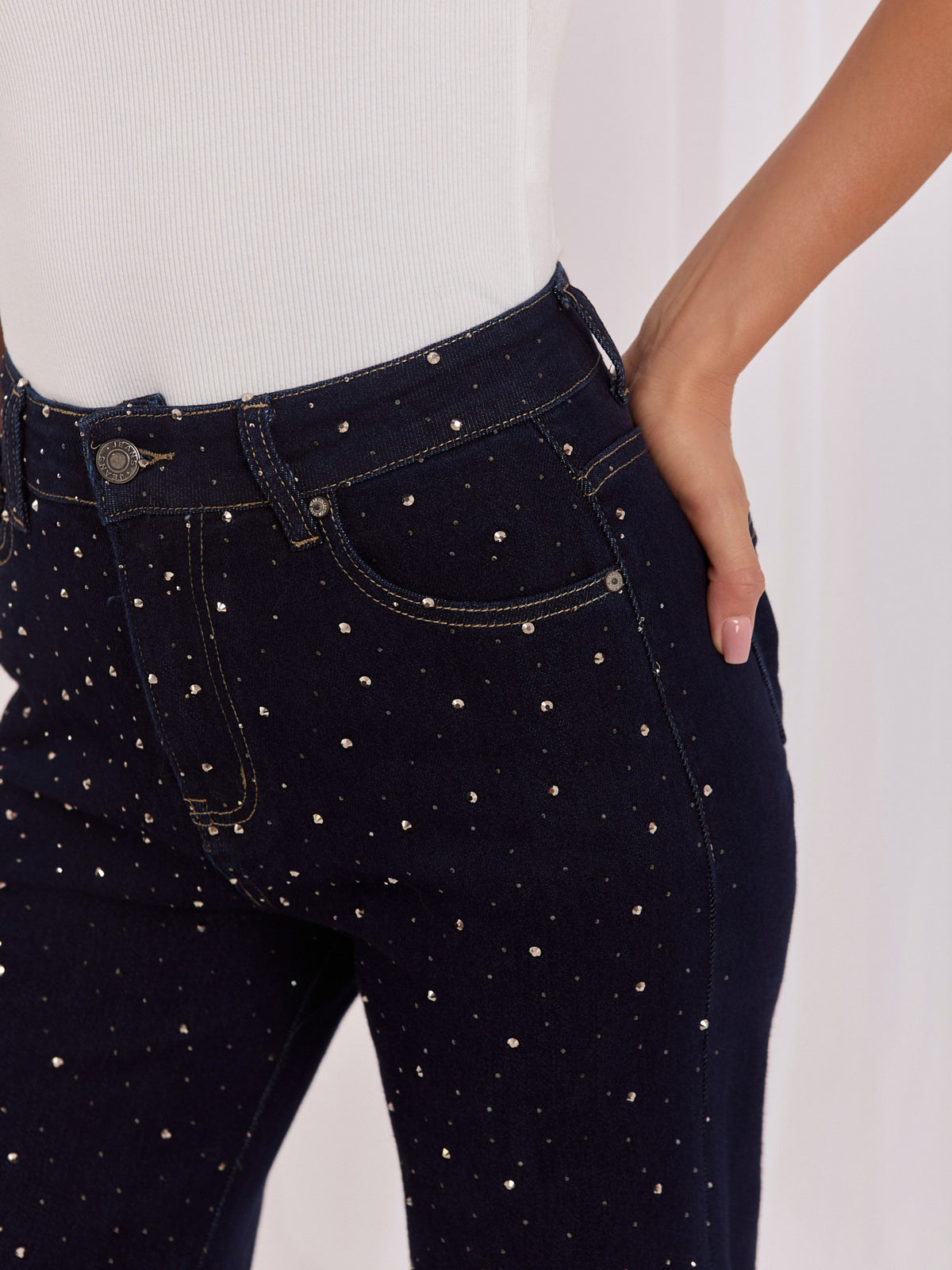 Navy High-Waisted Wide-Leg Jeans