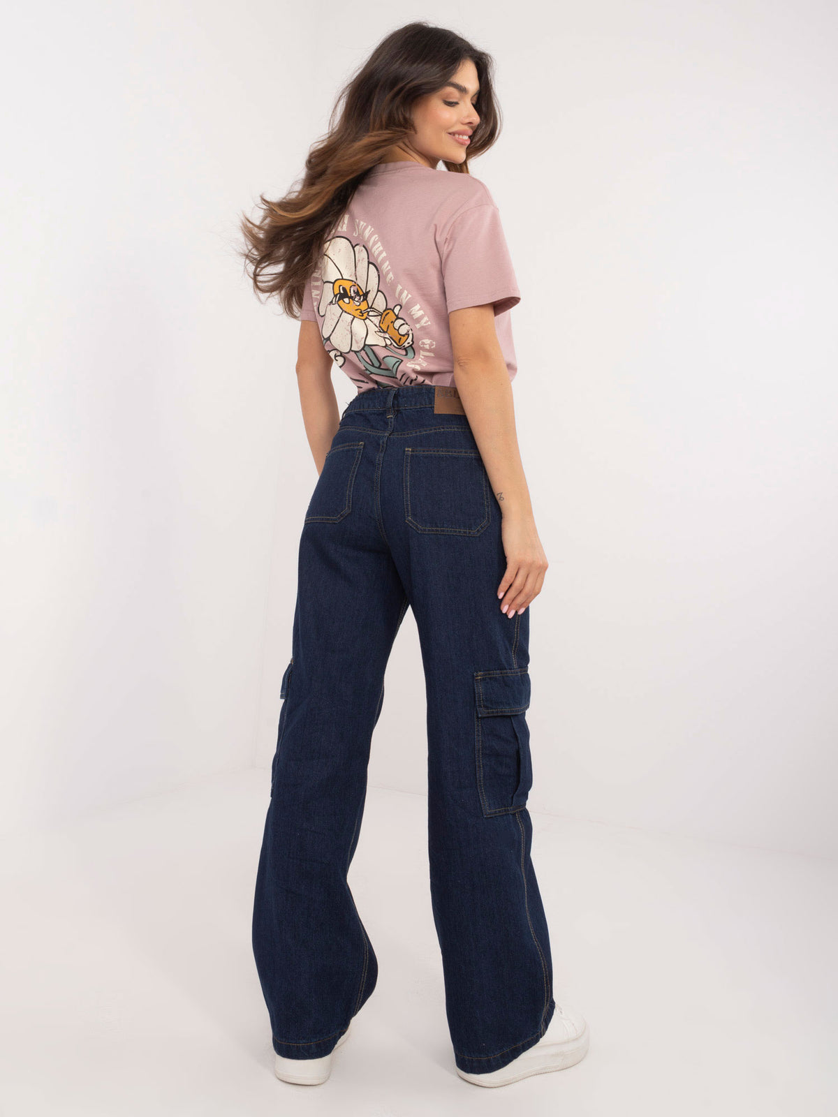 Navy Straight-Leg Cargo Jeans