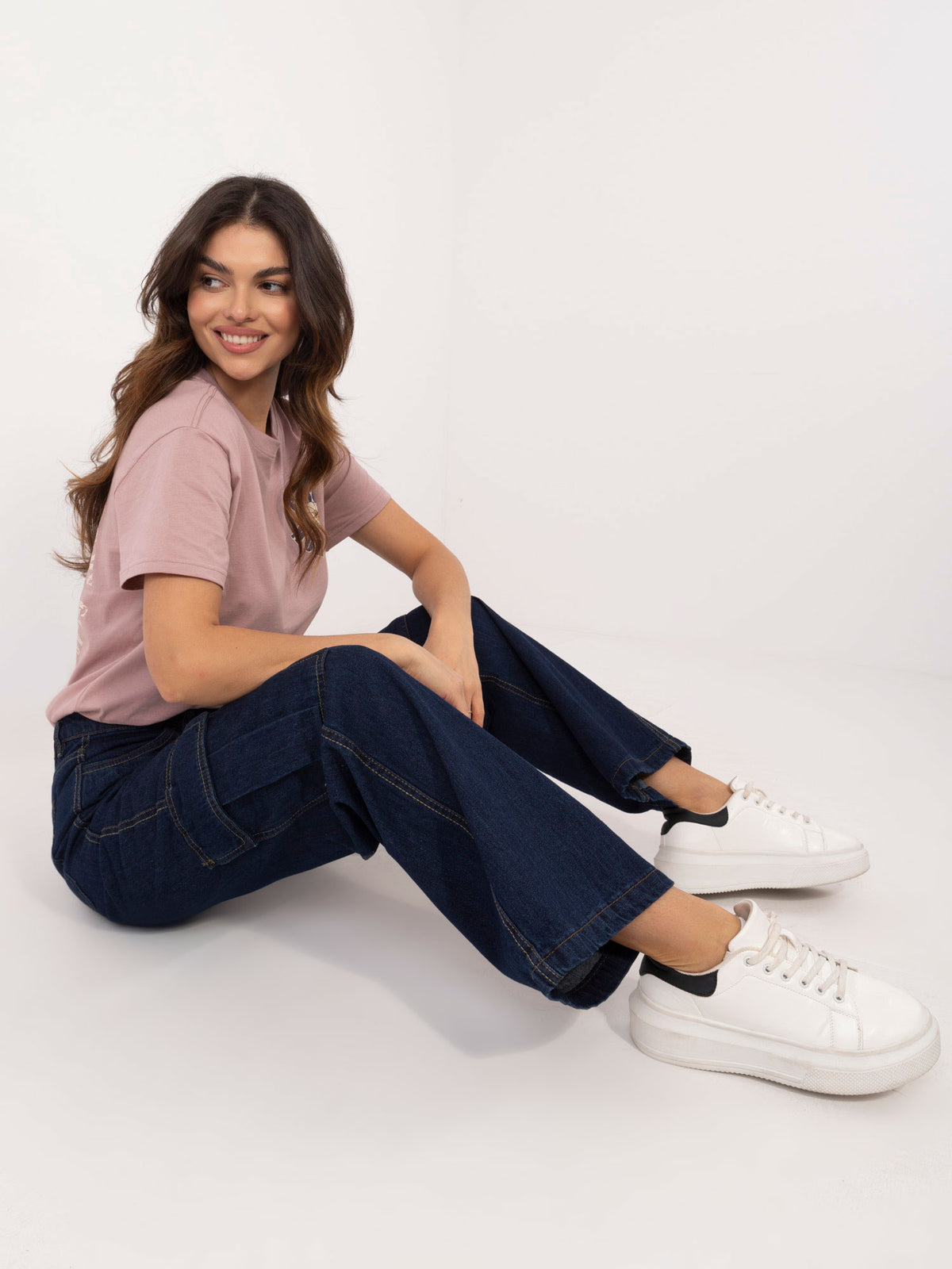 Navy Straight-Leg Cargo Jeans