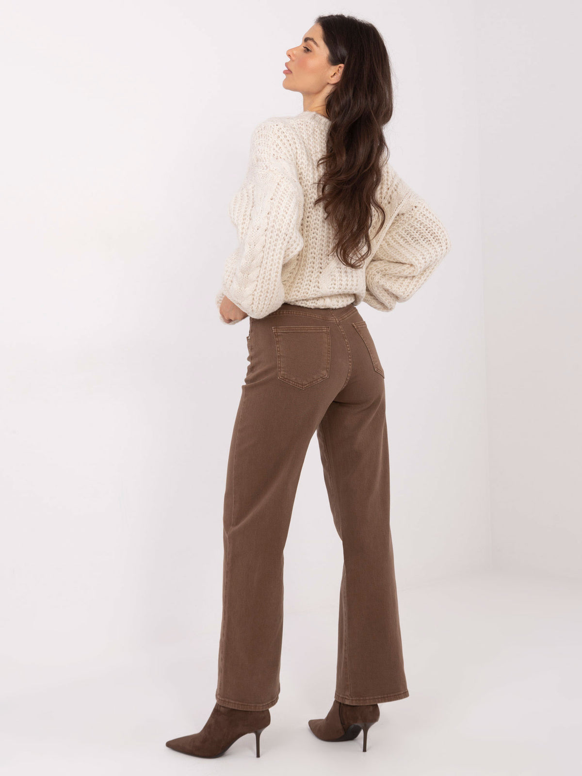 Brown Straight-Leg Jeans with Belt