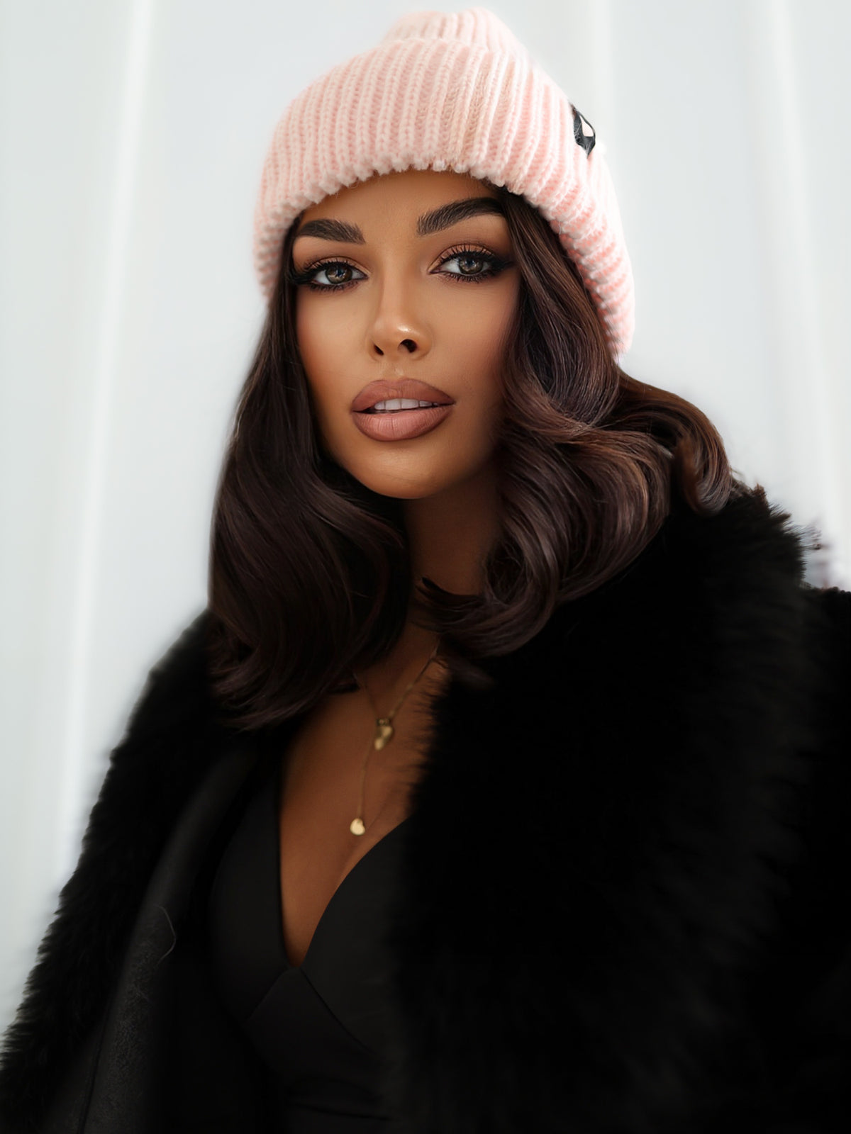 Light Pink Cuffed Knit Hat